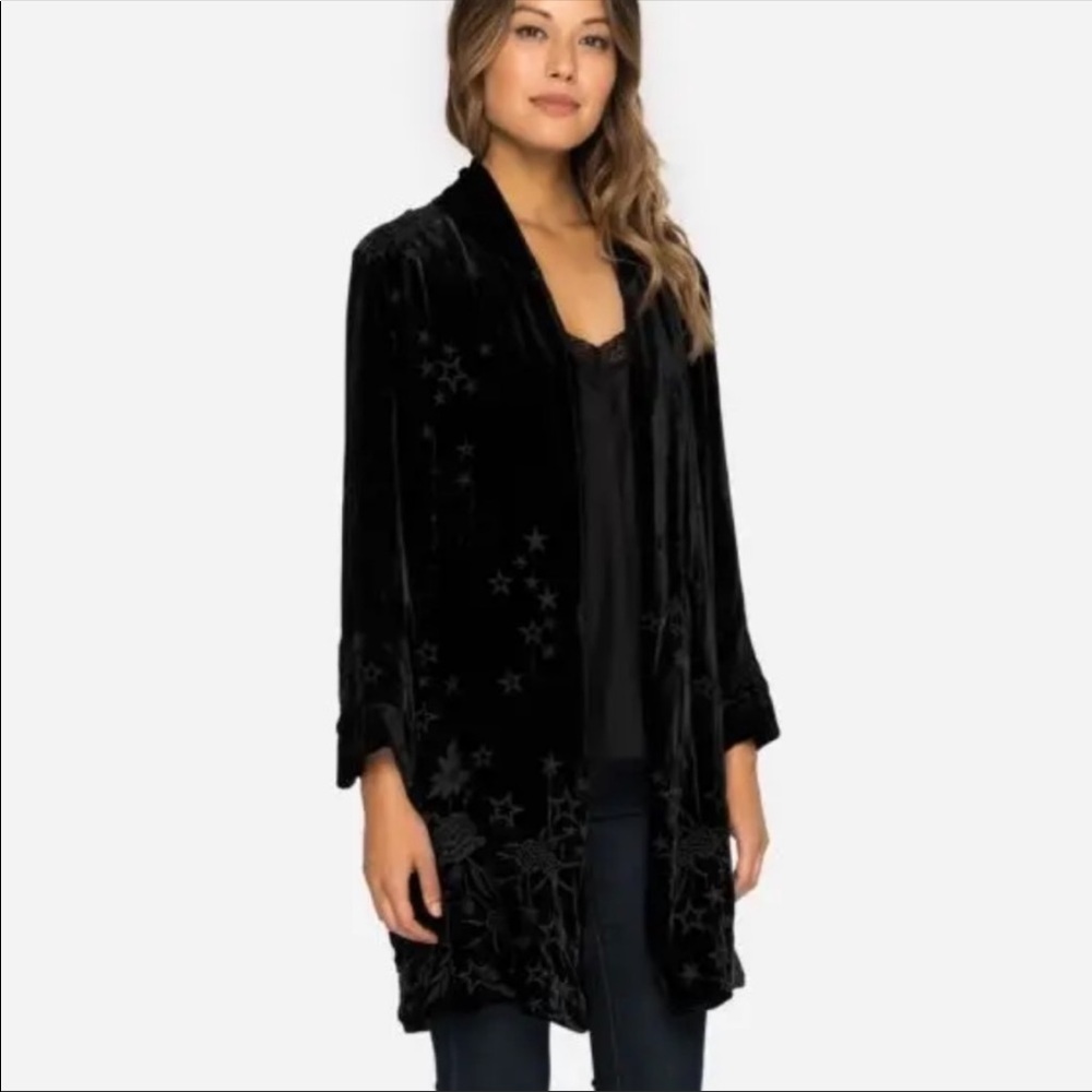 Johnny Was Velvet Roberta Star Floral Embroidered Coat (S)
